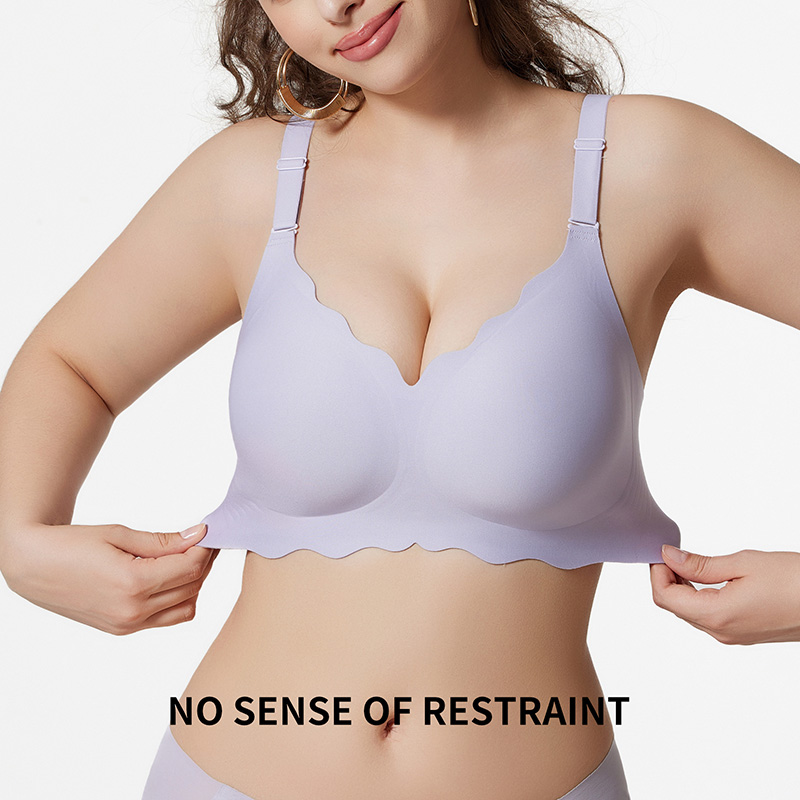Wireless Seamless Bras for Women No Underwire Wavy V Neck HB03 (5)