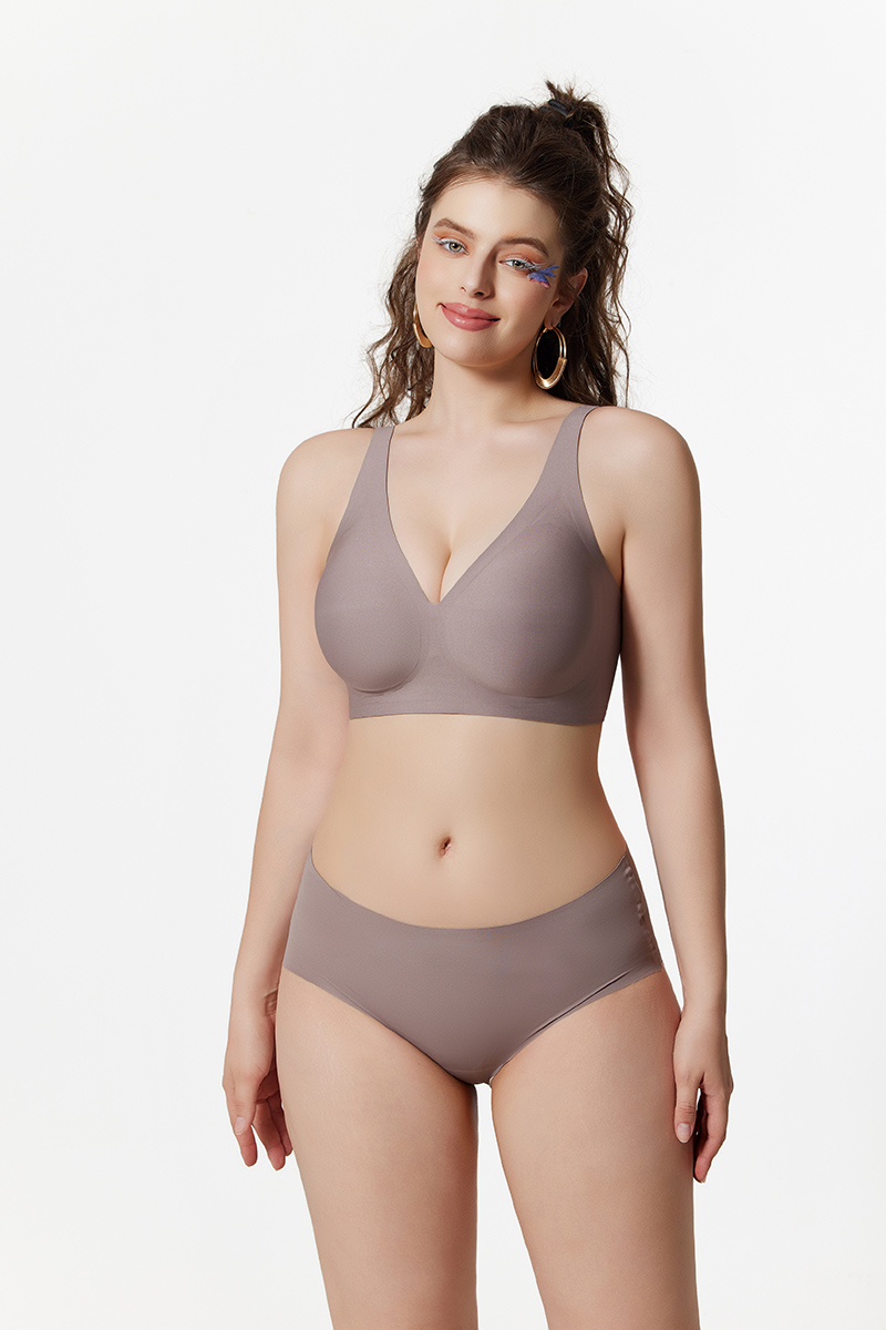 Seamless bra comfortable gathering no underwire fixed cup thin bra SV01 (2)