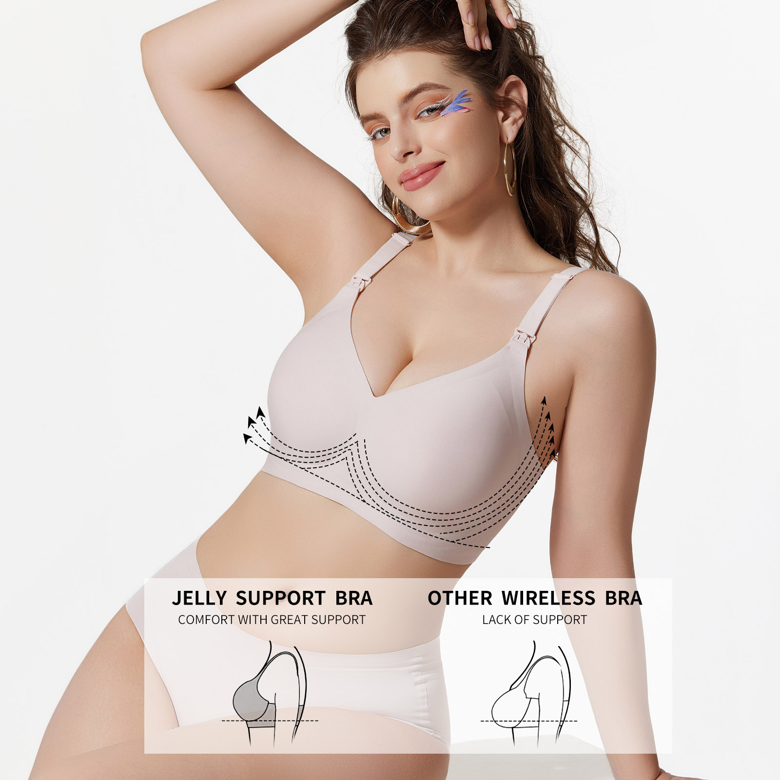 Seamless Nursing Bras for Breastfeeding Soft Wireless Sleep JC02 (7)